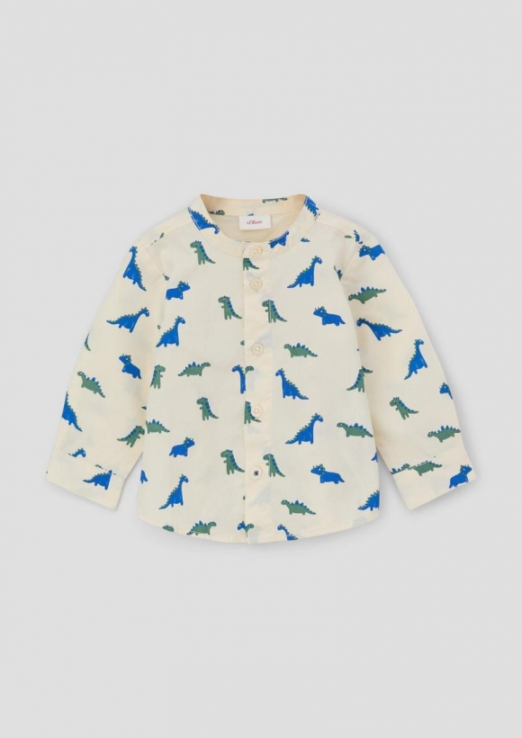 s.Oliver Hemd mit Allover-Print - helles beige