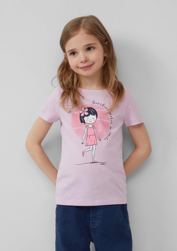 s.Oliver T-Shirt mit Glitzerprint - flieder