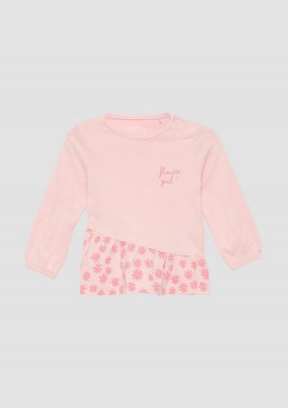 s.Oliver Ausgestelltes Langarmshirt mit gemusterter Blende - zartrosa