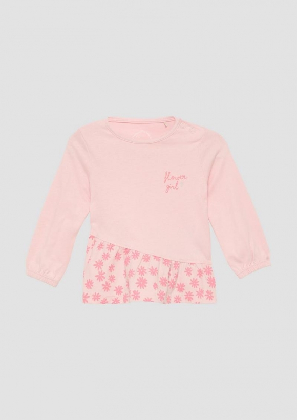 s.Oliver Ausgestelltes Langarmshirt mit gemusterter Blende - zartrosa