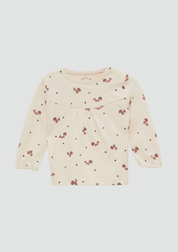 s.Oliver Gemustertes Langarmshirt mit Raffung - beige