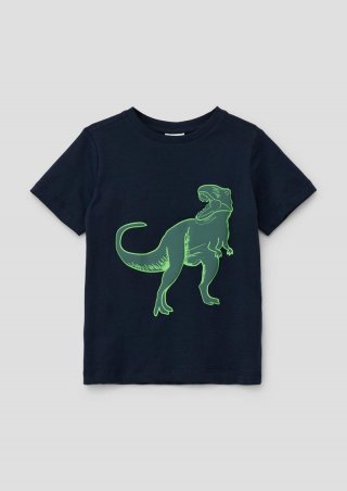 s.Oliver T-Shirt mit gummiertem Print - navy