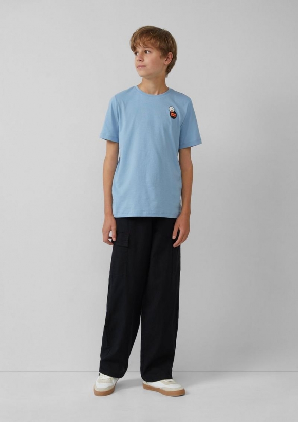 s.Oliver Baggy-Hose in Leinen-Optik im Relaxed Fit - schwarz