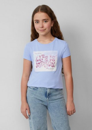 s.Oliver Jersey-T-Shirt mit Silicon-Print - himmelblau