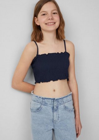 s.Oliver Gesmoktes Crop-Top mit abnehmbaren Spaghettiträgern - navy
