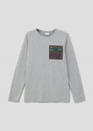 s.Oliver Longsleeve mit Effektprint - grau meliert