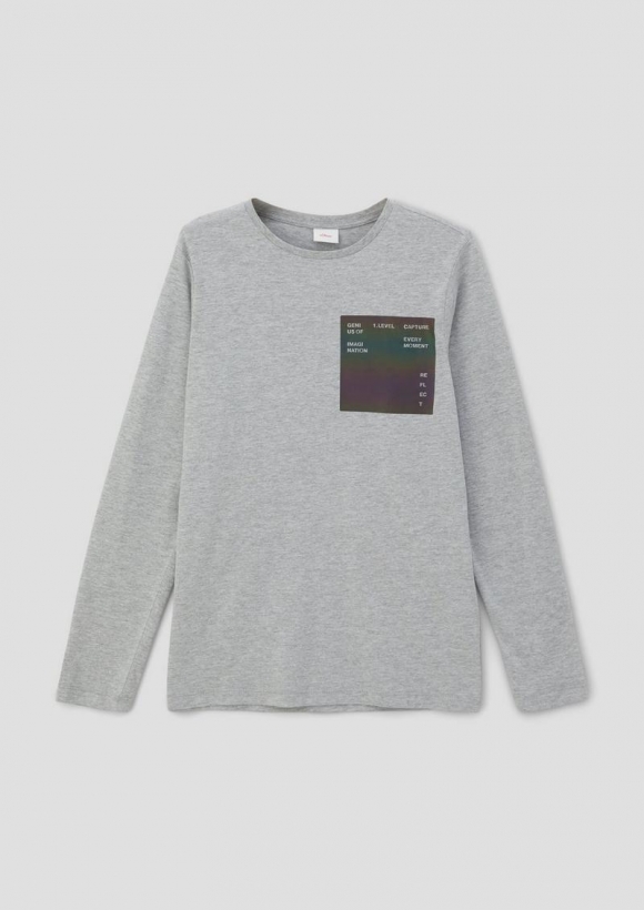 s.Oliver Longsleeve mit Effektprint - grau meliert