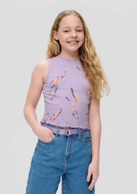 s.Oliver Ärmelloses Shirt mit All-over-Print - lavendel