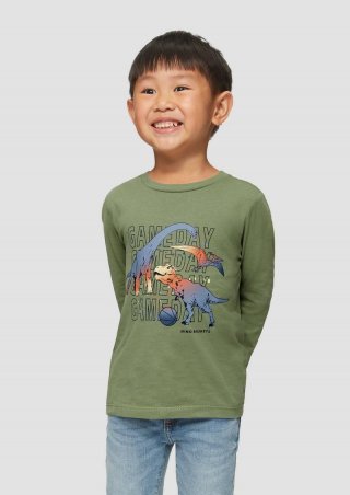 s.Oliver Langarmshirt aus Baumwolljersey mit Frontprint - hellgrün