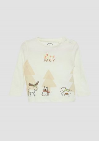 s.Oliver Langarmshirt mit Frontprint - ecru