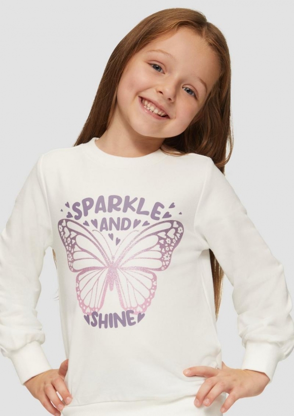 s.Oliver Sweatshirt mit Glitzerprint - ecru