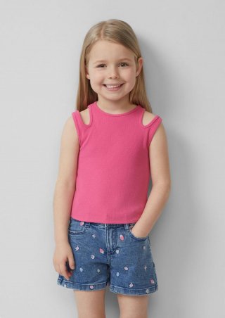 s.Oliver Geripptes Tanktop mit Cut-outs - pink