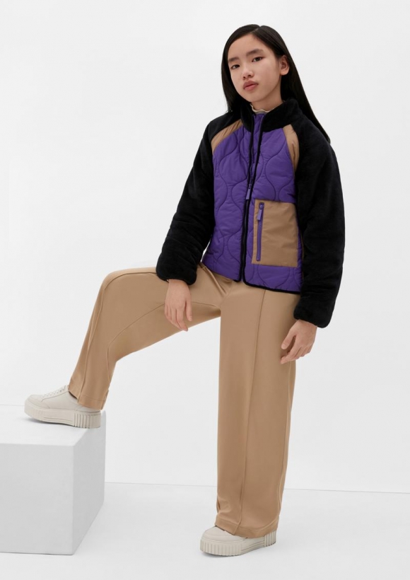 s.Oliver Loose: Jersey-Hose mit Wide Leg - sandstein