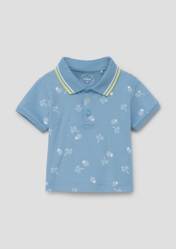 s.Oliver Poloshirt mit All-over-Print - arktisblau
