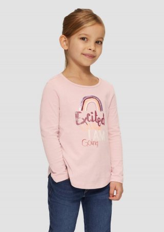 s.Oliver Ausgestelltes Langarmshirt mit Pailletten und Glitzerdruck - zartrosa