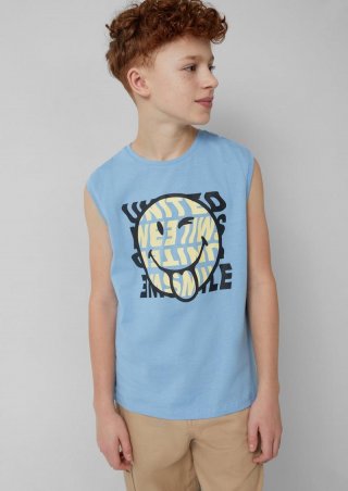 s.Oliver Ärmlloses Shirt mit Smiley®-Print - himmelblau