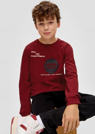 s.Oliver Longsleeve mit gummiertem Frontprint - rubinrot