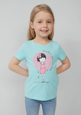 s.Oliver T-Shirt mit Glitzerprint - helles türkis