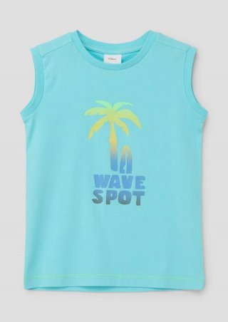 s.Oliver Ärmelloses T-Shirt mit Frontprint - helles türkis