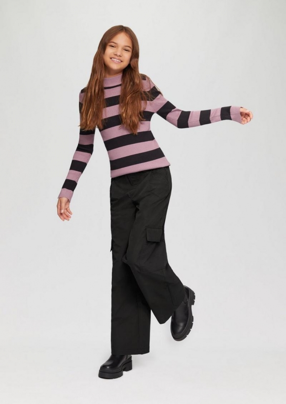 s.Oliver Wide-Leg-Hose mit hohem Bund und Cargotaschen - schwarz