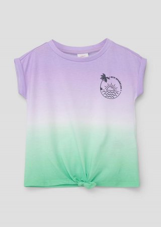 s.Oliver T-Shirt mit Farbverlauf und Knoten-Detail - hellgrün
