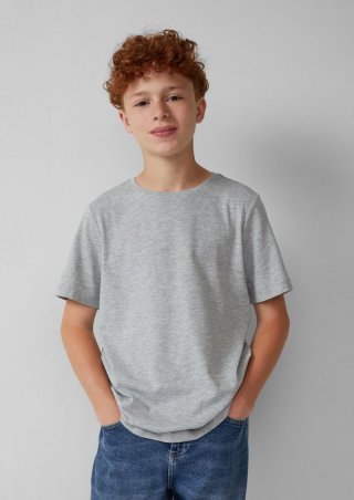 s.Oliver T-Shirt aus Baumwolle mit kleinem Schriftprint - grau meliert