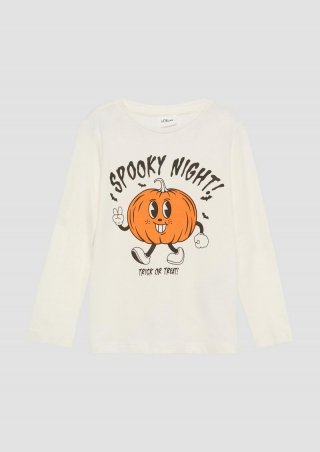 s.Oliver Unisex Longsleeve mit Halloween-Print - creme