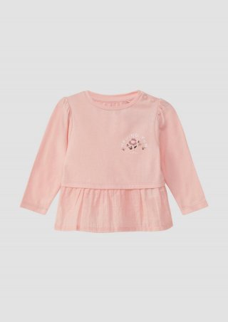 s.Oliver Longsleeve im Materialmix mit Puffärmeln - zartrosa