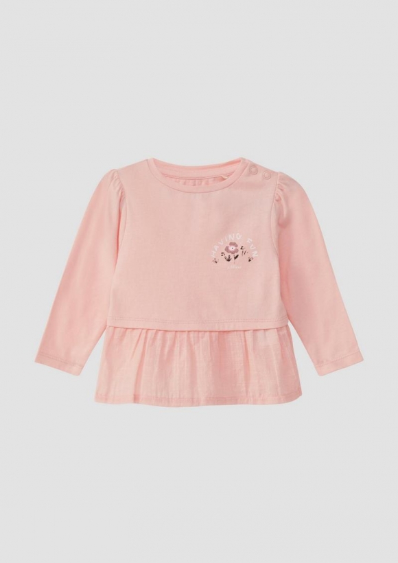 s.Oliver Longsleeve im Materialmix mit Puffärmeln - zartrosa