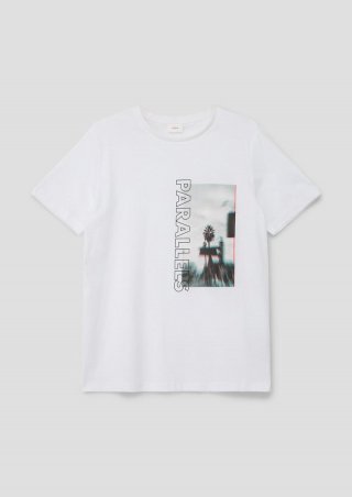 s.Oliver T-Shirt mit Grafik-Print - weiß