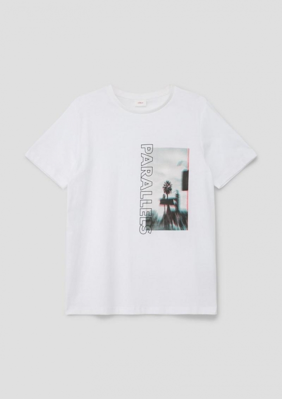 s.Oliver T-Shirt mit Grafik-Print - weiß