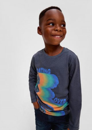 s.Oliver Langarmshirt mit umlaufendem Grafikprint - navy