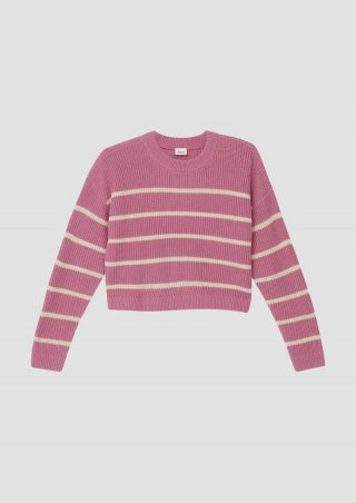 s.Oliver Strickpullover im Boxy Fit mit Streifenmuster - zartrosa