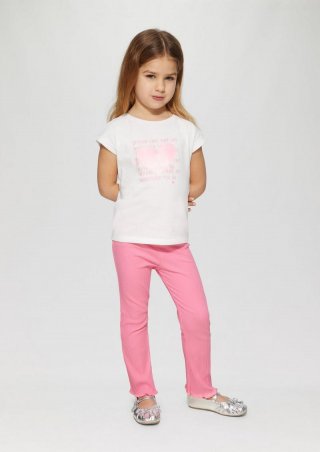 s.Oliver Flared-Leggings mit Rippstruktur und Glitzerbund - pink