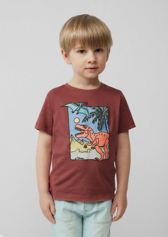 s.Oliver T-Shirt aus Baumwolle mit Frontprint - rubinrot