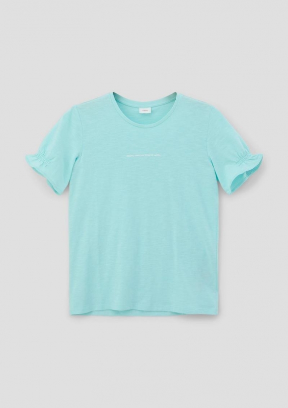 s.Oliver T-Shirt mit Schriftprint - türkis