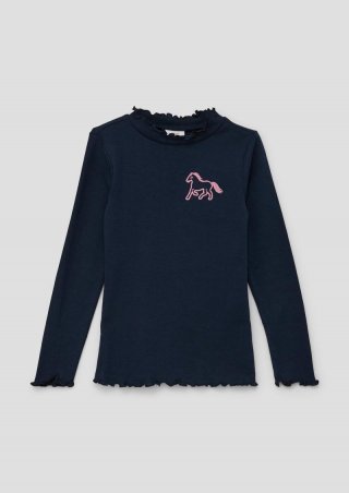 s.Oliver Longsleeve mit Rollsaum - navy