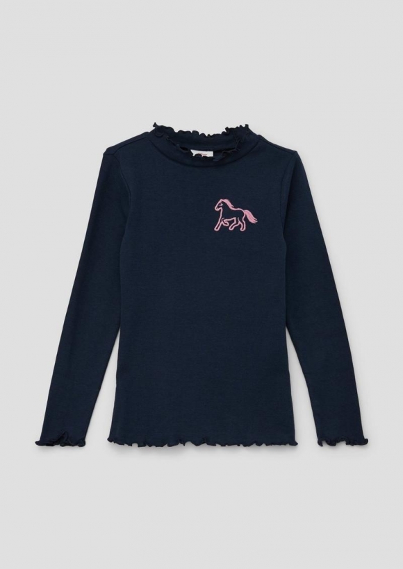 s.Oliver Longsleeve mit Rollsaum - navy