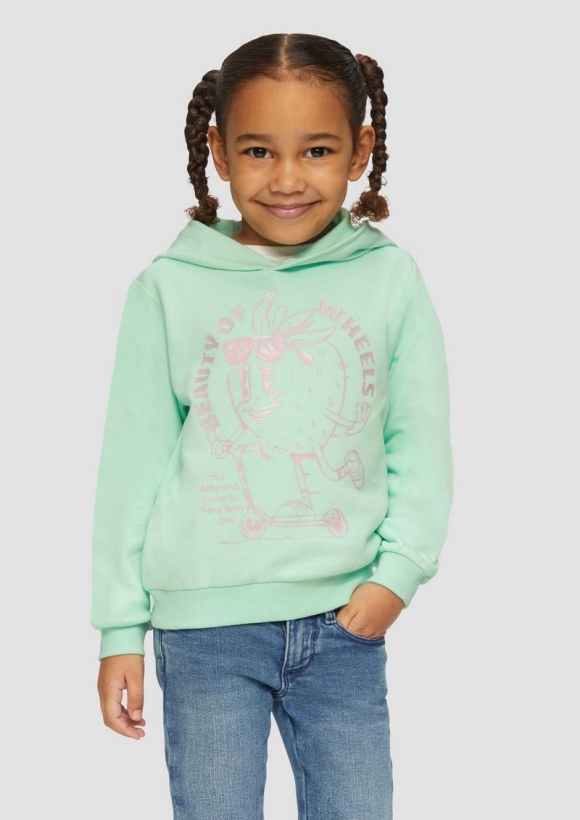 s.Oliver Hoodie mit Glitzerprint - ozeangrün