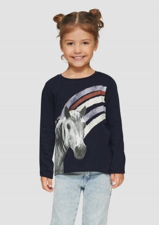 s.Oliver Weiches Langarmshirt mit Fotoprint - navy