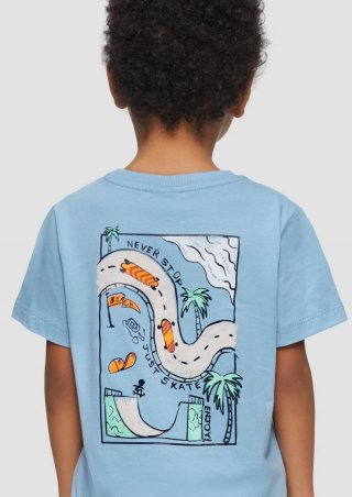 s.Oliver T-Shirt mit Front- und Rückenprint - himmelblau