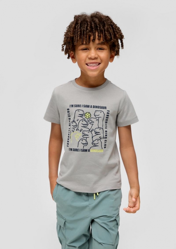 s.Oliver T-Shirt mit Frontprint - taubengrau