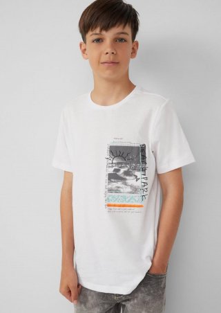 s.Oliver Jersey-T-Shirt mit Frontprint - weiß