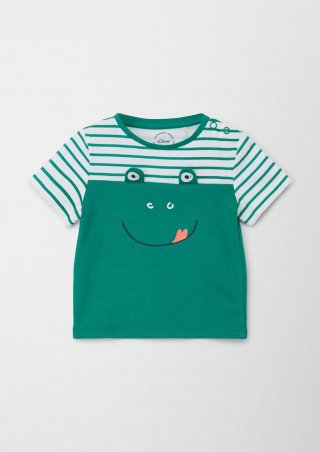 s.Oliver Baumwollshirt mit Frosch-Artwork - smaragd