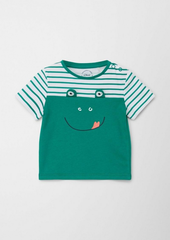 s.Oliver Baumwollshirt mit Frosch-Artwork - smaragd