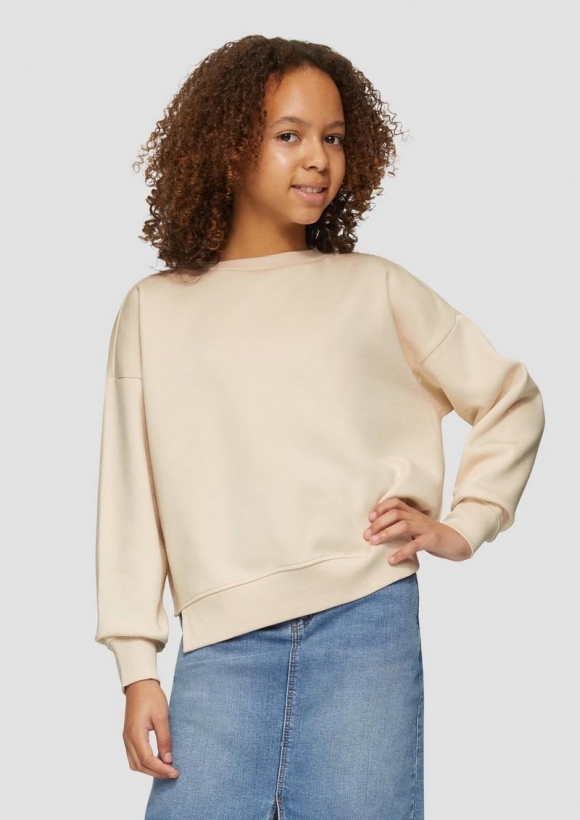 s.Oliver Wärmendes Boxy Sweatshirt mit Cut-out am Saum - helles sand