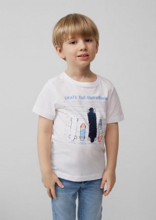 s.Oliver T-Shirt mit Frontprint und Wendepailletten - weiß