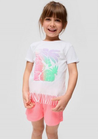 s.Oliver T-Shirt mit Fransensaum - weiß