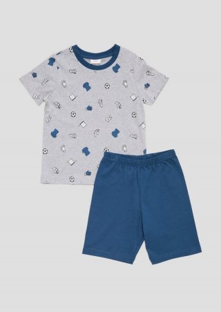 s.Oliver Kurzes Jerseypyjama-Set aus Baumwolle - dunkelblau