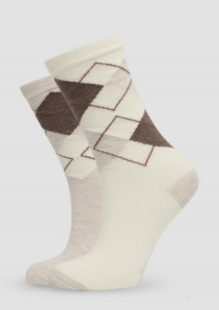 s.Oliver Langschaftsocken im 4er-Pack mit Rautenmuster - beige